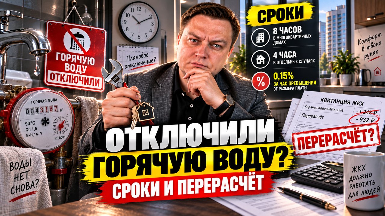 Отключили горячую воду: нормативные сроки, фиксация нарушения и перерасчёт