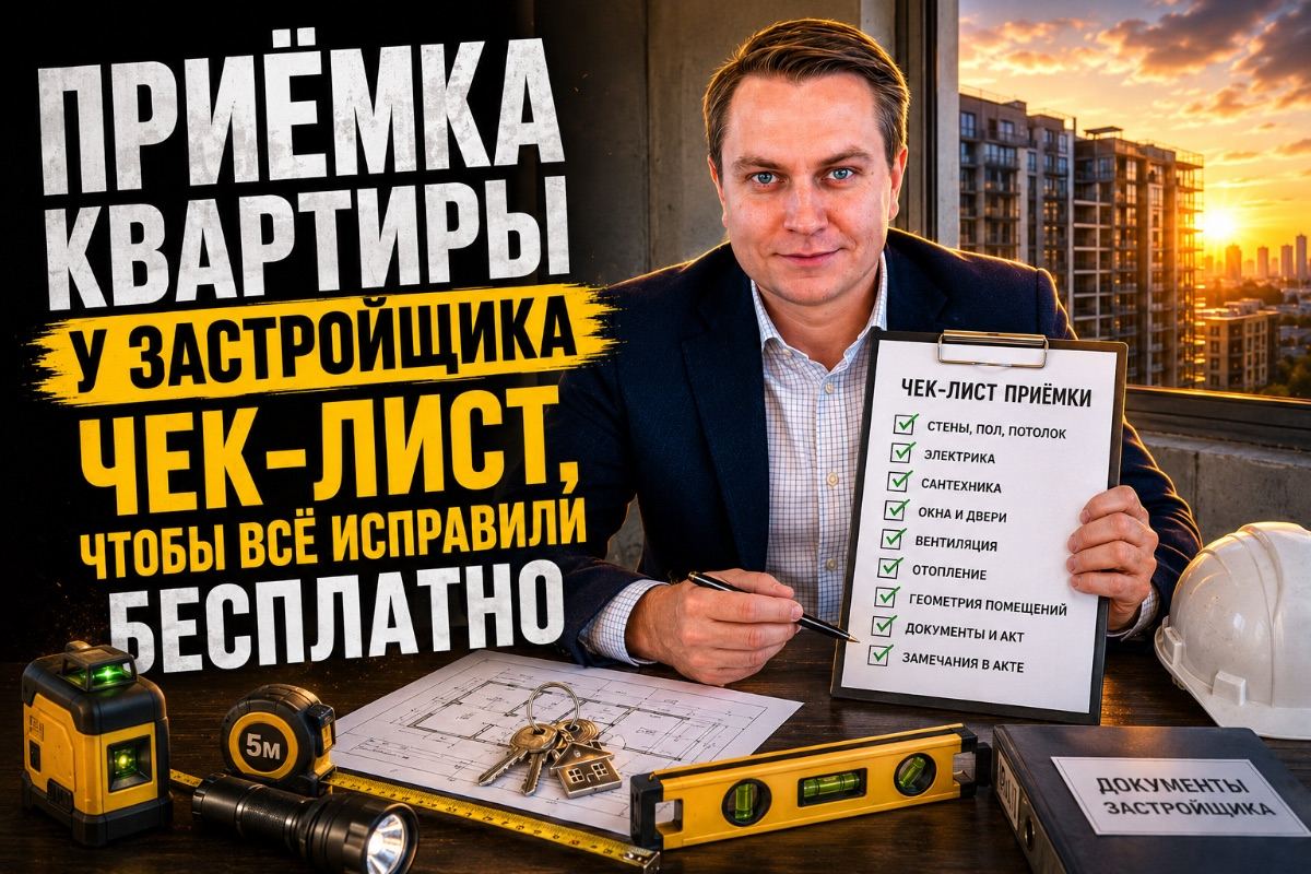 Приёмка квартиры у застройщика в Екатеринбурге: чек-лист, чтобы всё исправили бесплатно