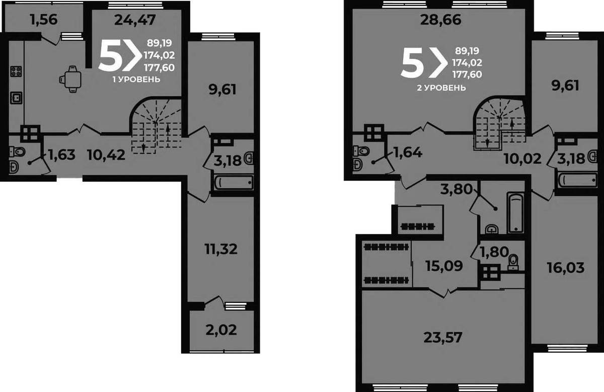 Планировка 6-к.кв 177.6 м² в ЖК «Аксиома», корпус 1