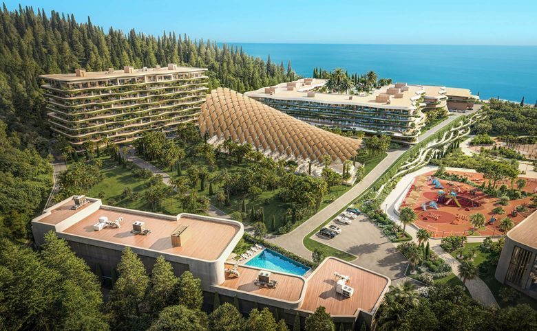 Alean Resort Montvert — Общий план территории между лесом и морем: видно масштаб инф