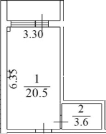 Планировка свободная планировка 28.4 м² в ЖК «Апарт-отель Ласка», корпус 1
