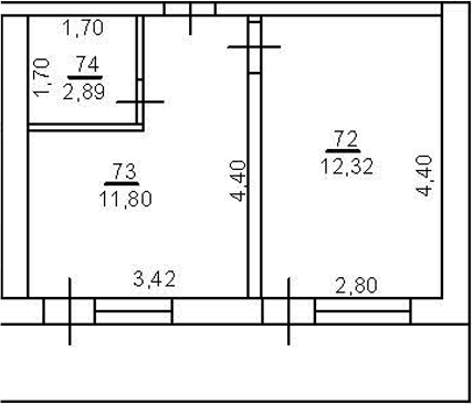 Планировка двухкомнатная 27 м² в ЖК «Апартаментный комплекс Sunday», корпус 1