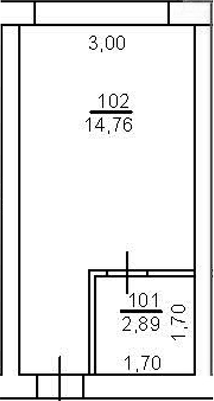 Планировка Студии 26.4 м² в ЖК «Апартаментный комплекс Sunday», корпус 1