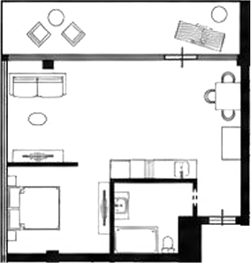 Планировка евродвушка (2Е) 52 м² в ЖК «Atrium Avenue», корпус Г