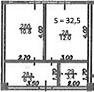 Планировка однокомнатная 32.5 м² в ЖК «Азимут Plus Residence», корпус 1