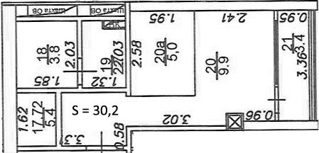 Планировка Студии 30.2 м² в ЖК «Азимут Plus Residence», корпус 1
