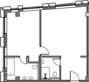 Планировка однокомнатная 56.69 м² в ЖК «Azimut Сити Отель Пятигорск», корпус 1