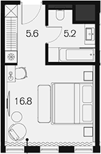 Планировка Студии 27.6 м² в ЖК «Benefit Sky Breeze Sochi», корпус 1