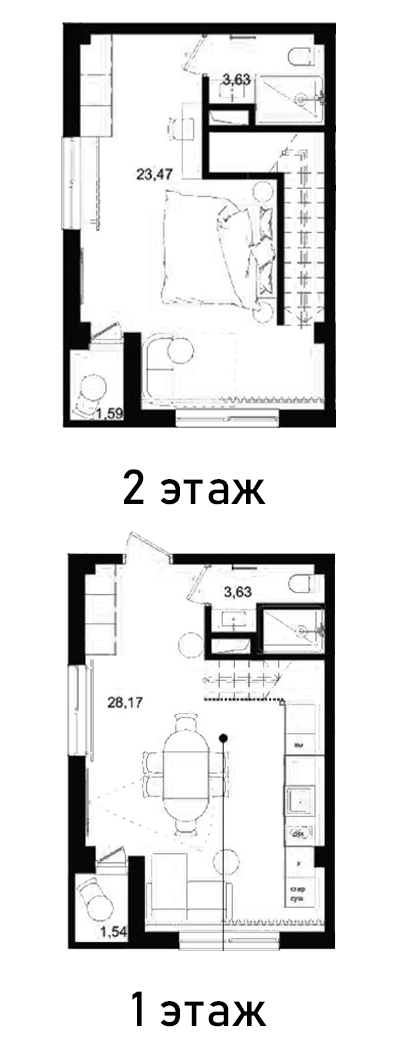Планировка однокомнатная 62.8 м² в ЖК «Biarritz Club Residence», корпус 1