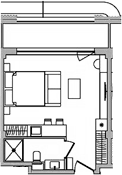 Планировка однокомнатная 37.9 м² в ЖК «Cosmos Черное море Риверта Отель», корпус 1