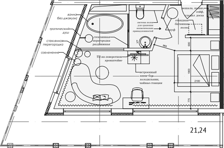 Планировка Студии 55.1 м² в ЖК «Cosmos Stay Adler», корпус 1
