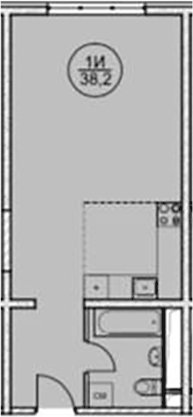 Планировка свободная планировка 38.2 м² в ЖК «Дагомыс Парк», корпус 1