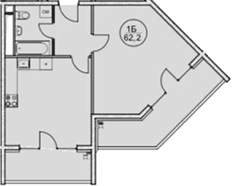 Планировка свободная планировка 62.2 м² в ЖК «Дагомыс Парк», корпус 1