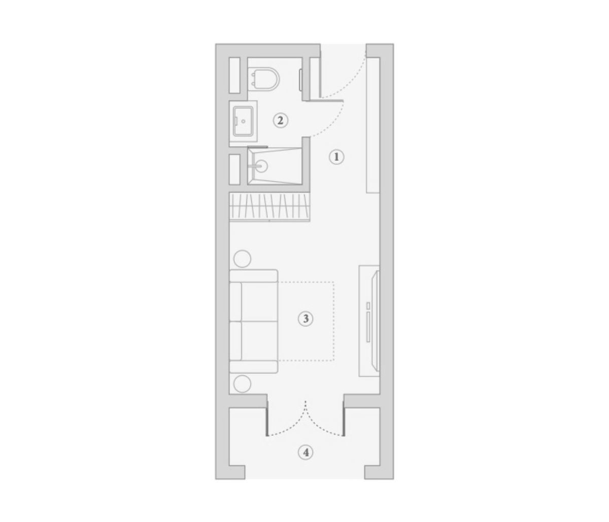 Планировка Студии 26.6 м² в ЖК «Эден Ривьера», корпус 2