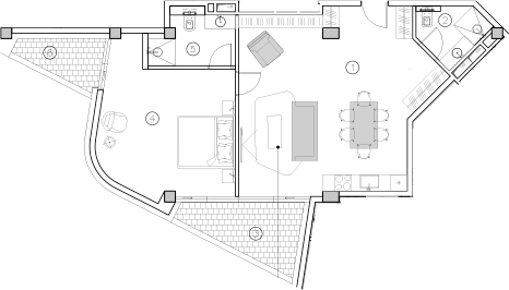 Планировка однокомнатная 90.7 м² в ЖК «ГК Livingston Grand Resort&Spa», корпус 2