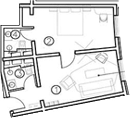 Планировка двухкомнатная 38.1 м² в ЖК «ГК Livingston Grand Resort&Spa», корпус 1