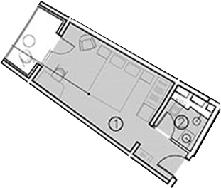 Планировка Студии 23.5 м² в ЖК «ГК Livingston Grand Resort&Spa», корпус 1