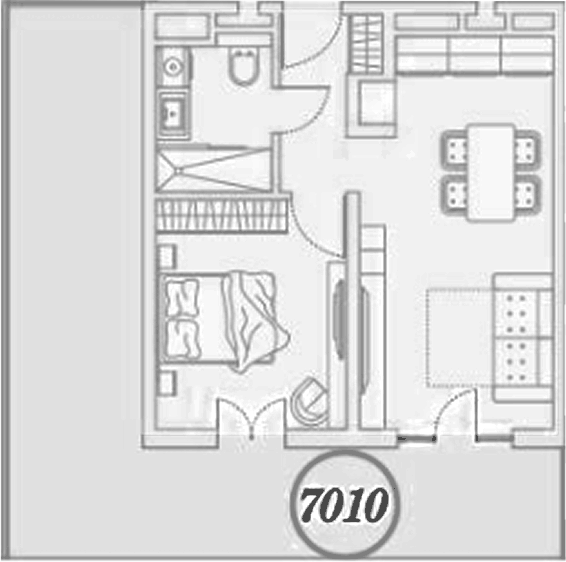 Планировка евродвушка (2Е) 68.4 м² в ЖК «ГК Сан Гарден Хотел&СПА», корпус 2