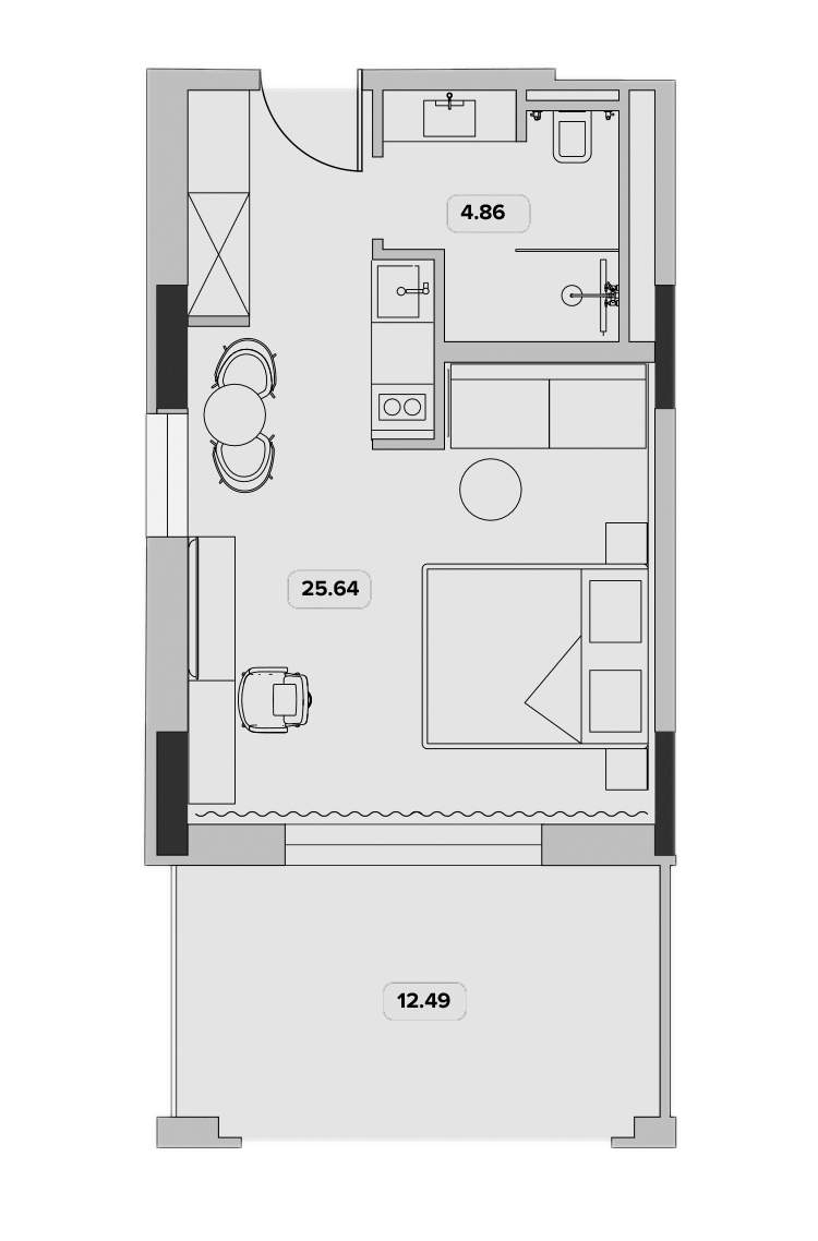 Планировка свободная планировка 46 м² в ЖК «Лучезарный», корпус 10