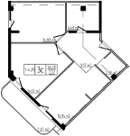 Планировка евротрёшка (3Е) 73.75 м² в ЖК «Лучи», корпус 6 Алеан Клаб