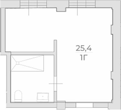 Планировка свободная планировка 25.4 м² в ЖК «Комплекс Luciano», корпус 4