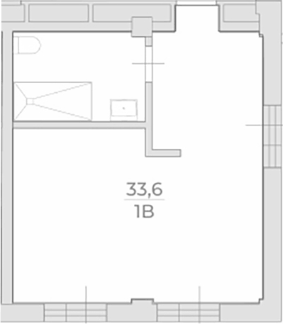 Планировка свободная планировка 33.6 м² в ЖК «Комплекс Luciano», корпус 4