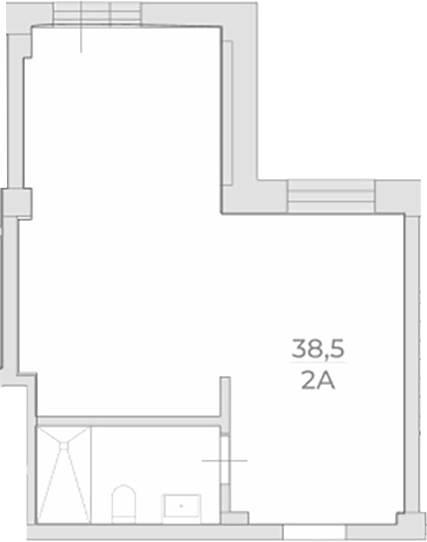 Планировка свободная планировка 38.5 м² в ЖК «Комплекс Luciano», корпус 4