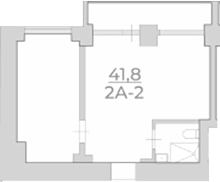 Планировка свободная планировка 41.8 м² в ЖК «Комплекс Luciano», корпус 1