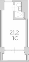Планировка Студии 21.2 м² в ЖК «Комплекс Luciano», корпус 1