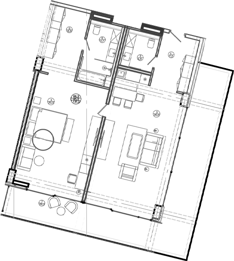 Планировка евродвушка (2Е) 55.7 м² в ЖК «Mandarin Garden Hotel», корпус 1