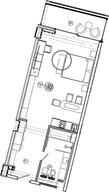 Планировка Студии 54.8 м² в ЖК «Mandarin Garden Hotel», корпус 1
