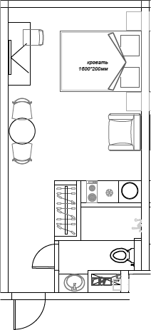 Планировка свободная планировка 24 м² в ЖК «Mirror Family», корпус 2