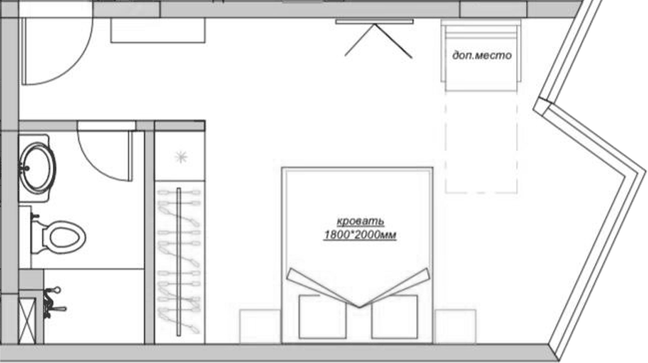 Планировка Студии 25.9 м² в ЖК «Mirror Family», корпус 3