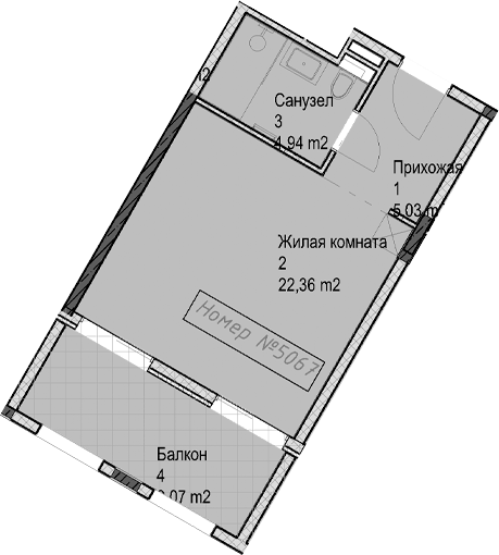 Планировка Студии 41.4 м² в ЖК «Гостиничный комплекс Николай 1», корпус 3