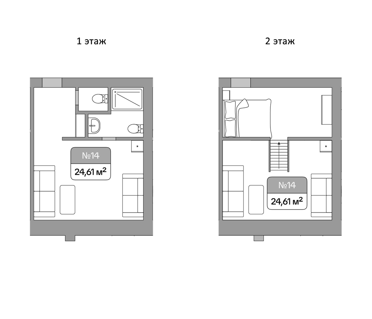 Планировка Студии 34.4 м² в ЖК «Новая верста», корпус 1