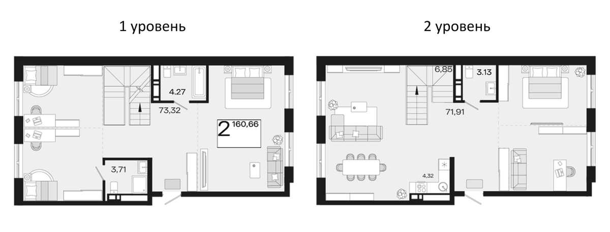 Планировка свободная планировка 160.66 м² в ЖК «Патрики», корпус 4.1