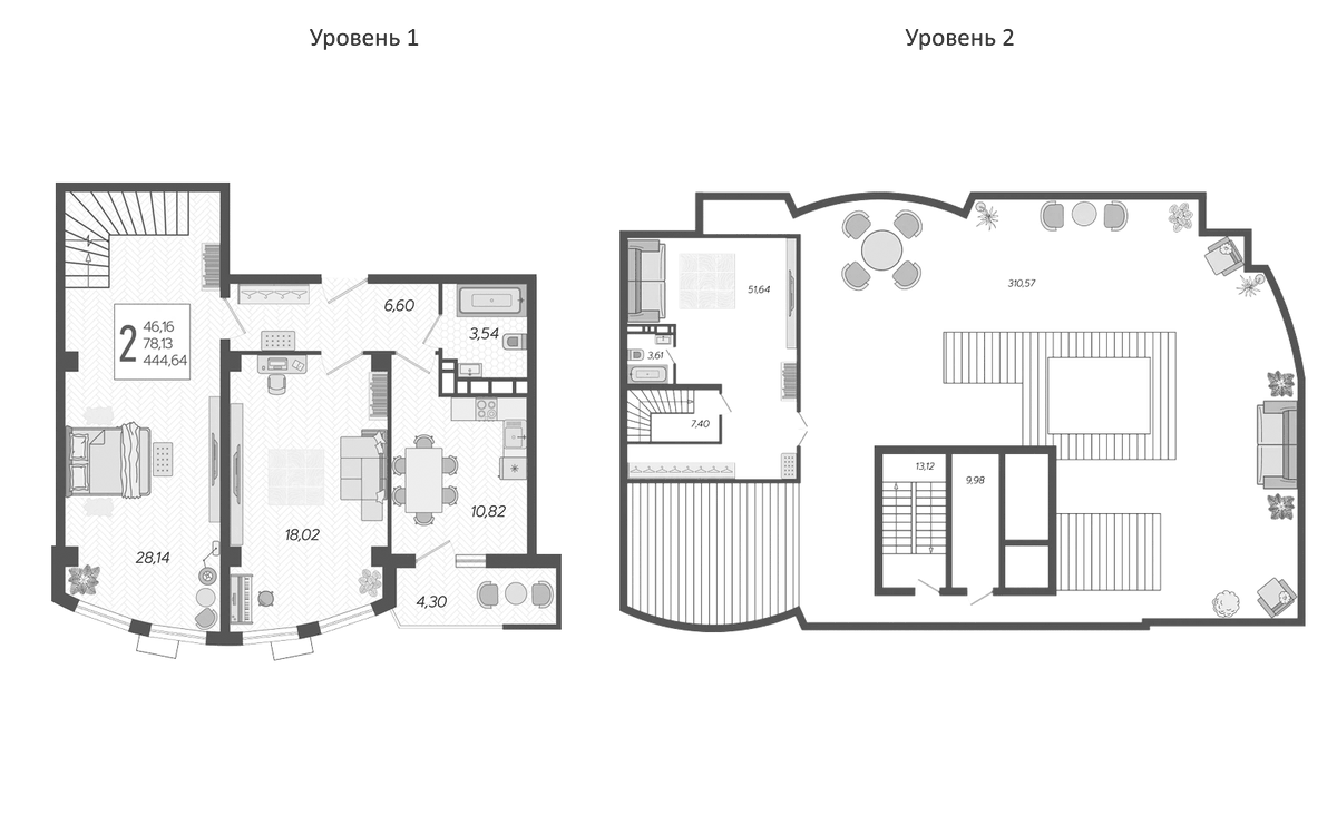 Планировка евротрёшка (3Е) 450.01 м² в ЖК «Режиссер», корпус 4