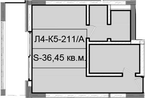 Планировка свободная планировка 36.45 м² в ЖК «Гостиничный комплекс Royal Beach Sochi», корпус 4-5-6