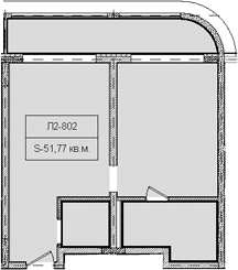 Планировка свободная планировка 51.77 м² в ЖК «Гостиничный комплекс Royal Beach Sochi», корпус 2