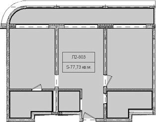 Планировка свободная планировка 77.73 м² в ЖК «Гостиничный комплекс Royal Beach Sochi», корпус 2