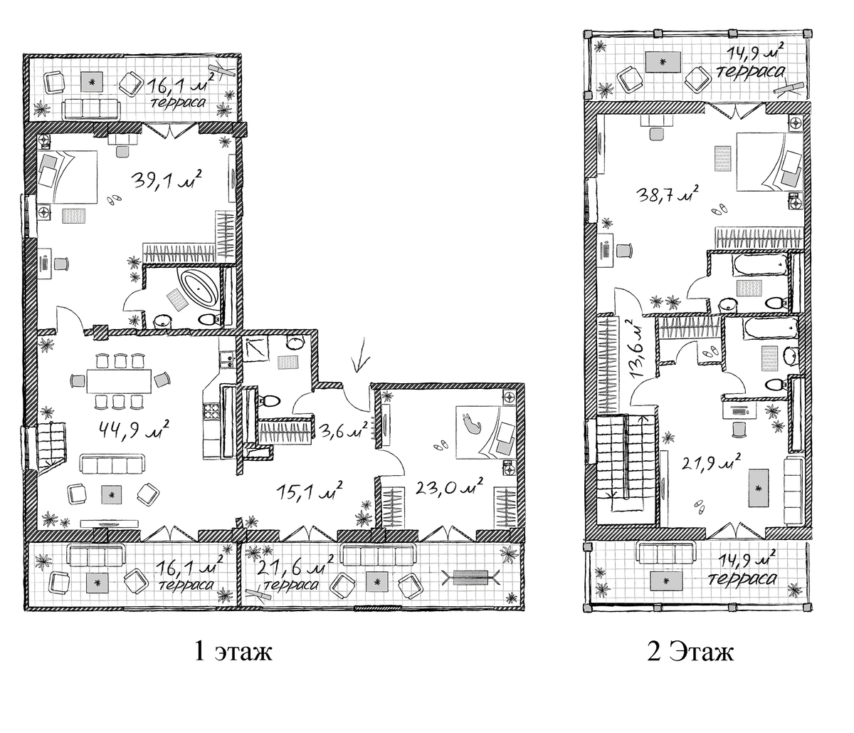 Планировка четырёхкомнатная 315.8 м² в ЖК «Сады морей», корпус Берта Моризо