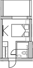 Планировка Студии 22.3 м² в ЖК «Sun Peak», корпус 5
