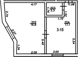Планировка однокомнатная 36.2 м² в ЖК «The Manor», корпус 1