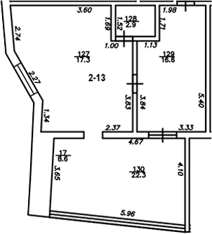 Планировка двухкомнатная 59.1 м² в ЖК «The Manor», корпус 1