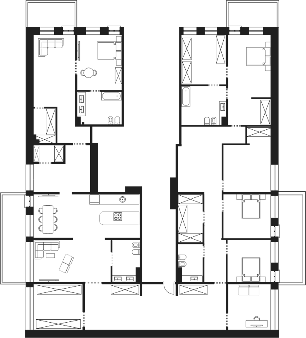 Планировка свободная планировка 384.84 м² в ЖК «Резиденция Волна», корпус 2