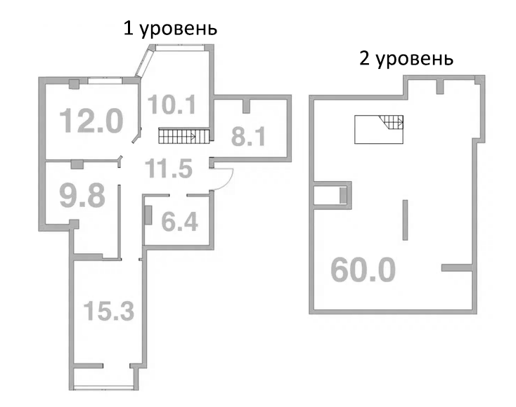 Планировка трёхкомнатная 102.5 м² в ЖК «Жемчужина Мысхако», корпус 2