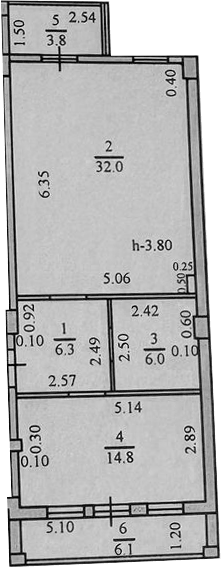 Планировка однокомнатная 64.05 м² в ЖК «Золотой Город», корпус 18