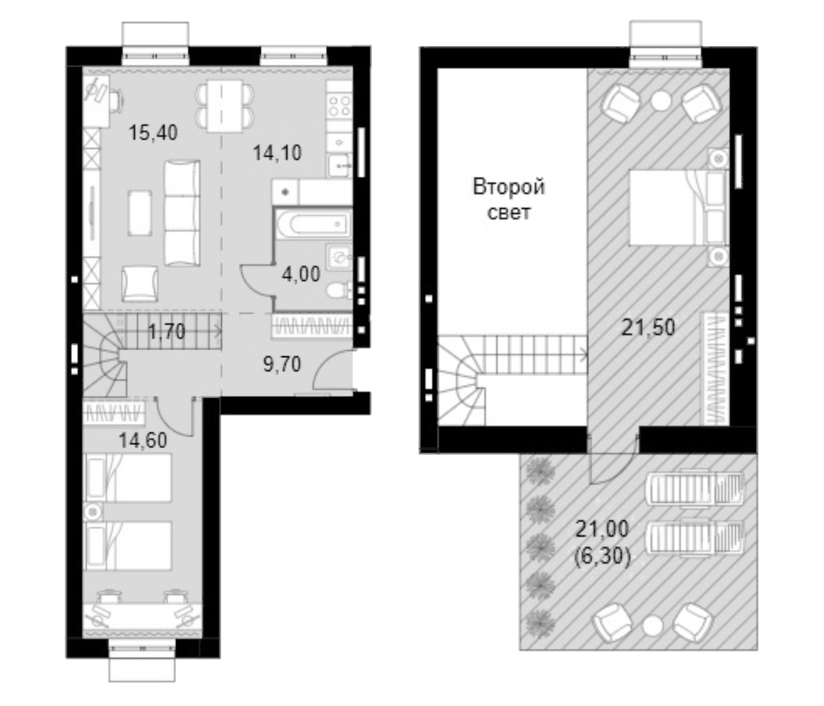 Планировка трёхкомнатная 87.3 м² в ЖК «Апрелевка Клаб», корпус 3