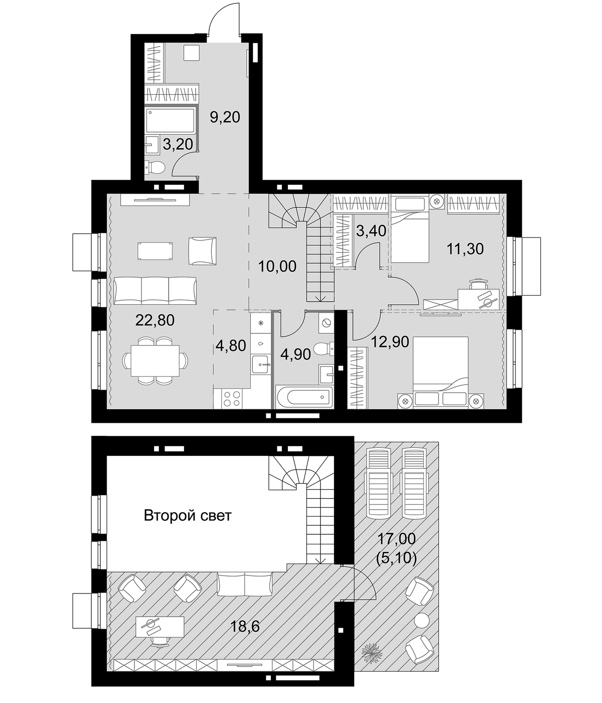 Планировка евро-4 (4Е) 106.2 м² в ЖК «Апрелевка Клаб», корпус 3