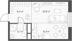 Планировка Студии 29.2 м² в ЖК «Аристов Берег», корпус 1